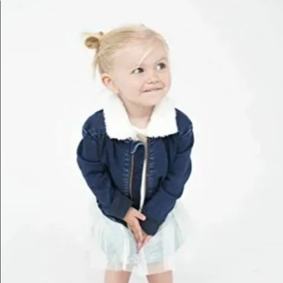 Rosie Pope Denim Jacket with Faux Fur Collar, NWT - Picture 2 of 5